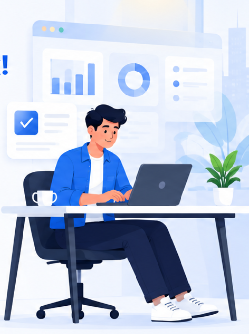 Working at desk
